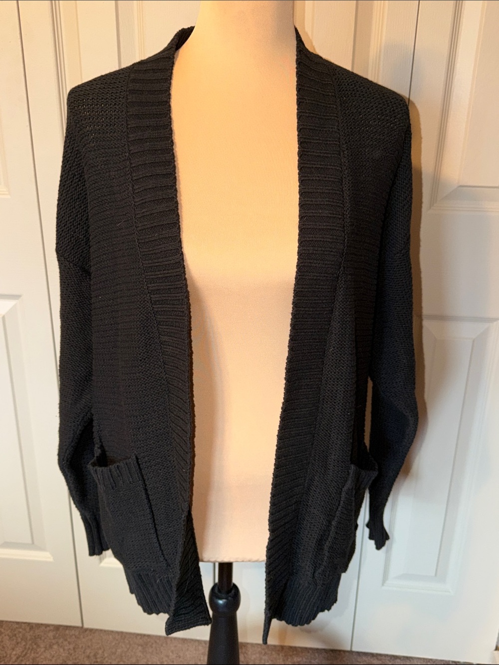 American Eagle Open Front Black Knit Cardigan Sweater Women's Small